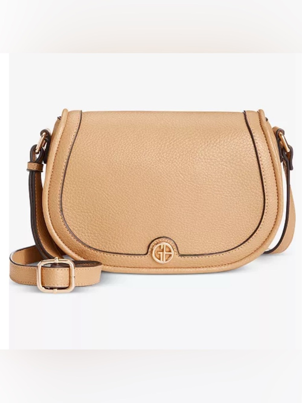 Giani Bernini Pebbled Saddle Crossbody Bag in Tan